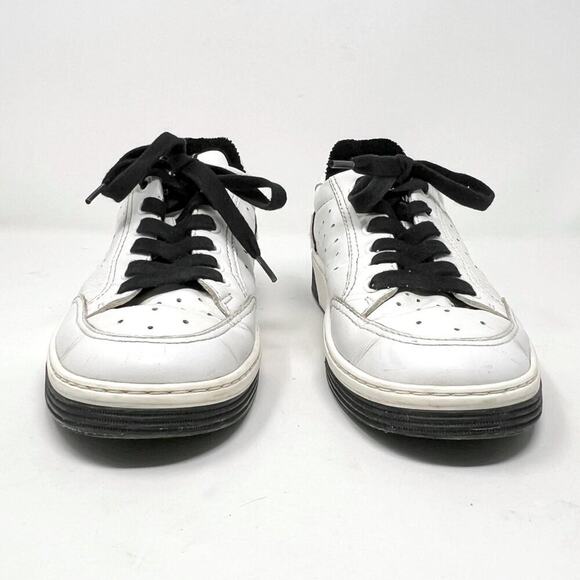 Chanel Logo Perforated Leather Sneakers White Black Lace-Up EU 38 - Picture 4 of 9